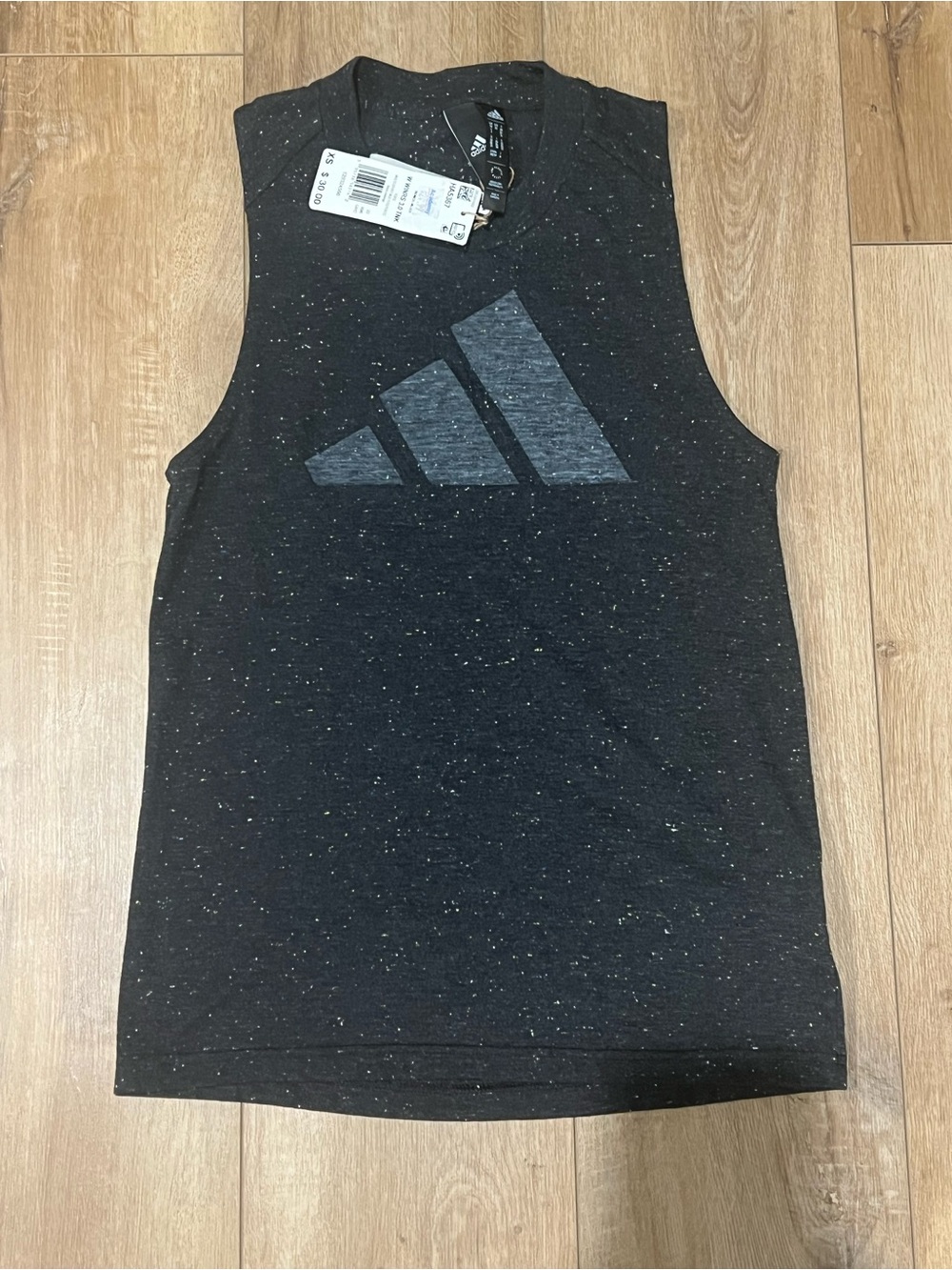 NWT adidas Black Speckled Logo Muscle Workout Tank Women’s XS